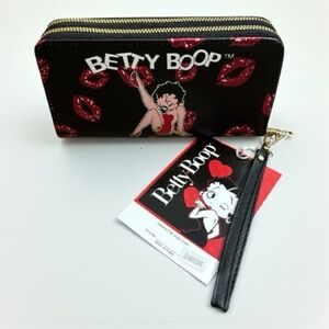 Betty Boop Black and Red Lip Print Wallet